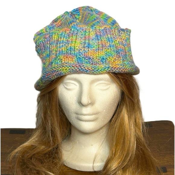 NEW Boutique Hand-Knitted Multicolored Hat, 11 X 12 Inches, Uncuffed. - Picture 5 of 8